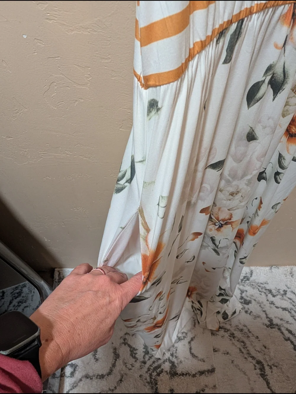 NWT Woman's Simplee Maxi Pocket Dress Mustard Yellow & White Striped Floral L